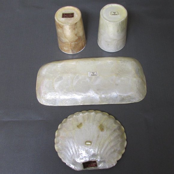 Philippine Capiz Shell and Resin Bathroom Accessory Set - Picture 2 of 3
